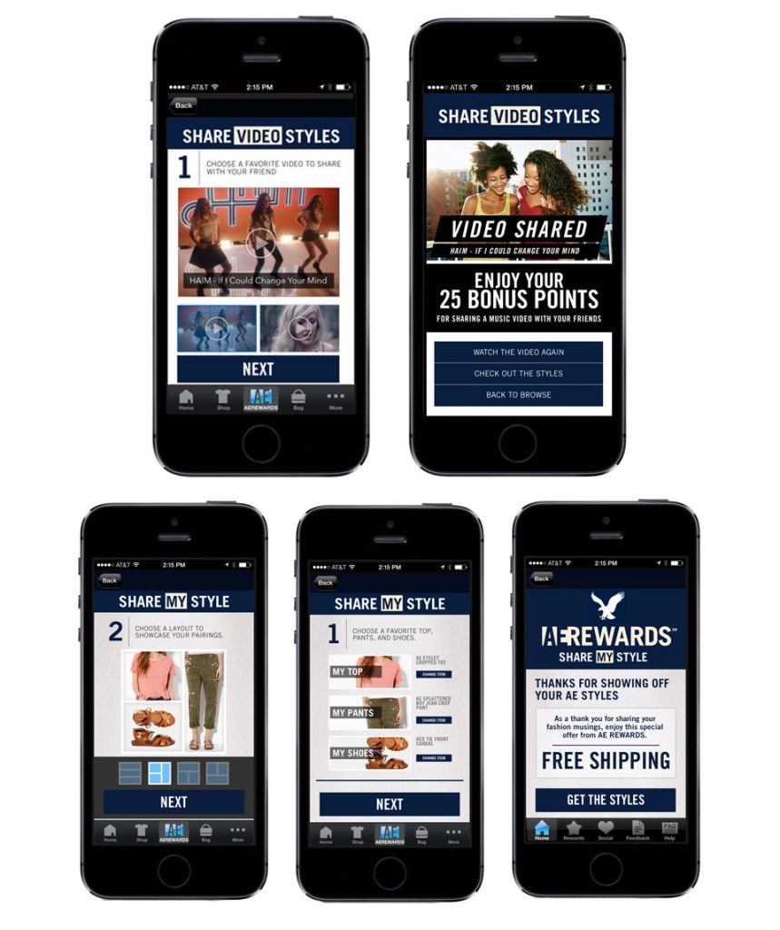 American Eagle Program App Screens