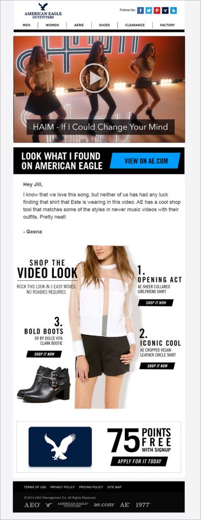 American Eagle Program Email 