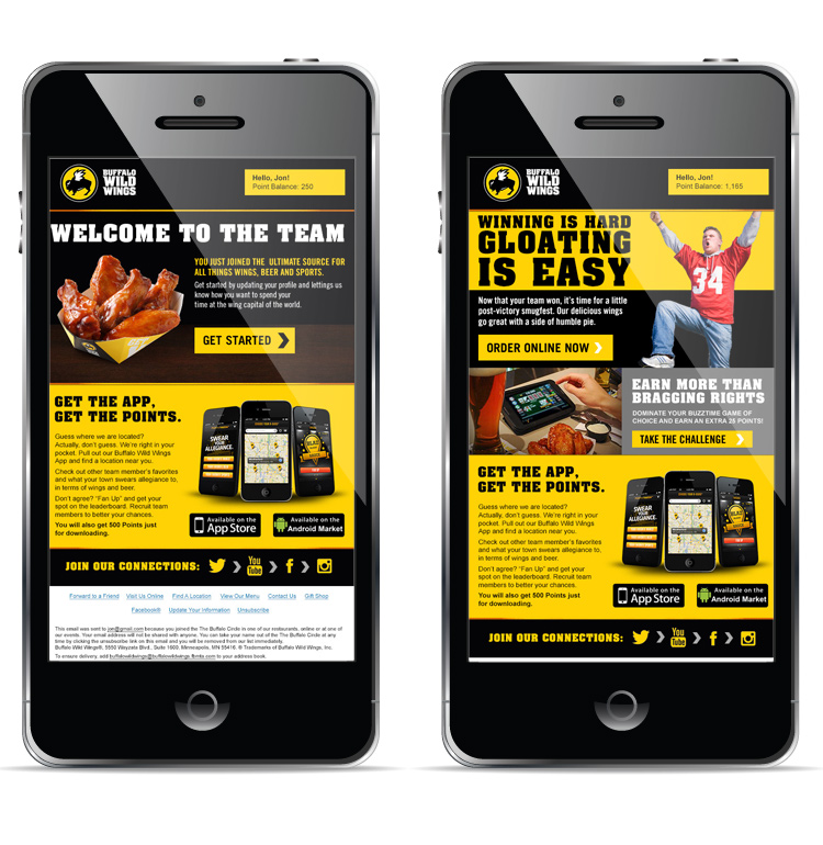 Buffalo Wild Wings Loyalty Site Email Campaigns