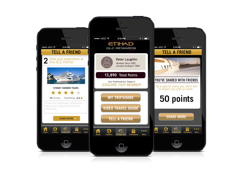 Etihad Rewards App Screens