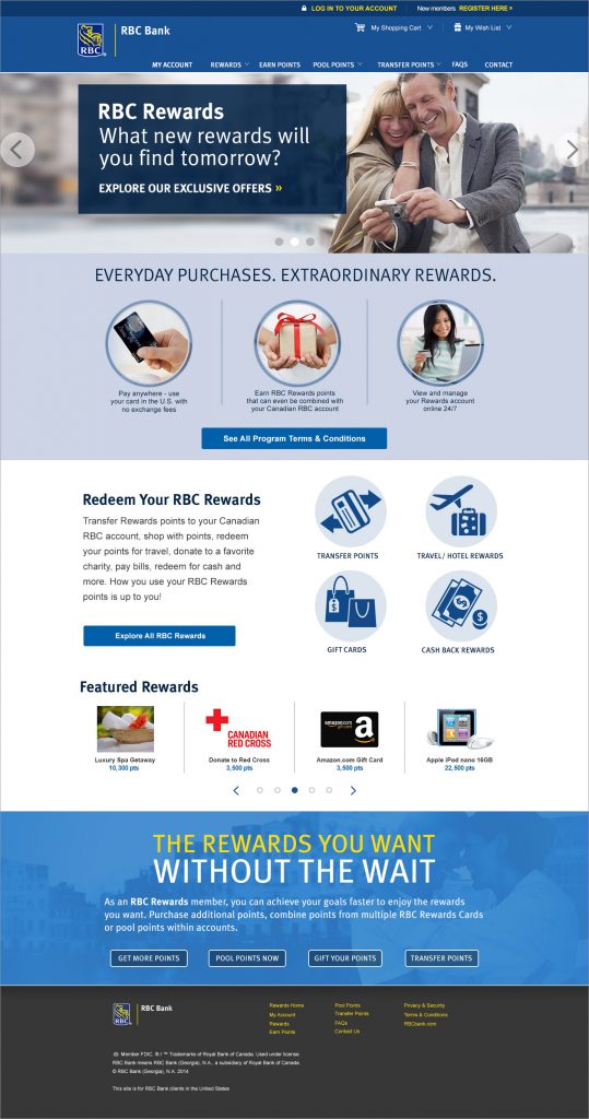 RBC Rewards Site Desktop Screen