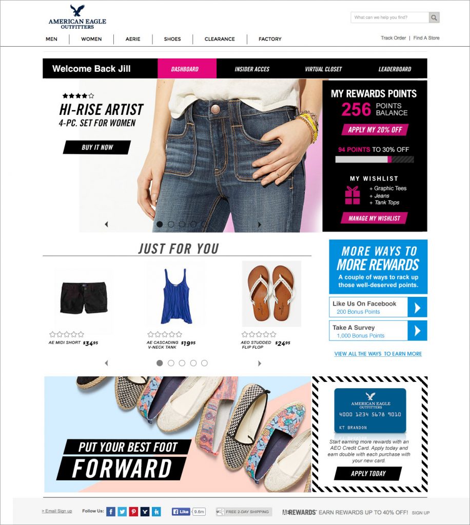 American Eagle Account Screen