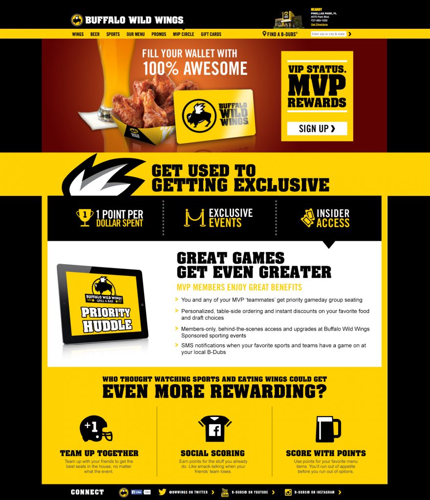 Buffalo Wild Wings Loyalty Site Desktop Screen