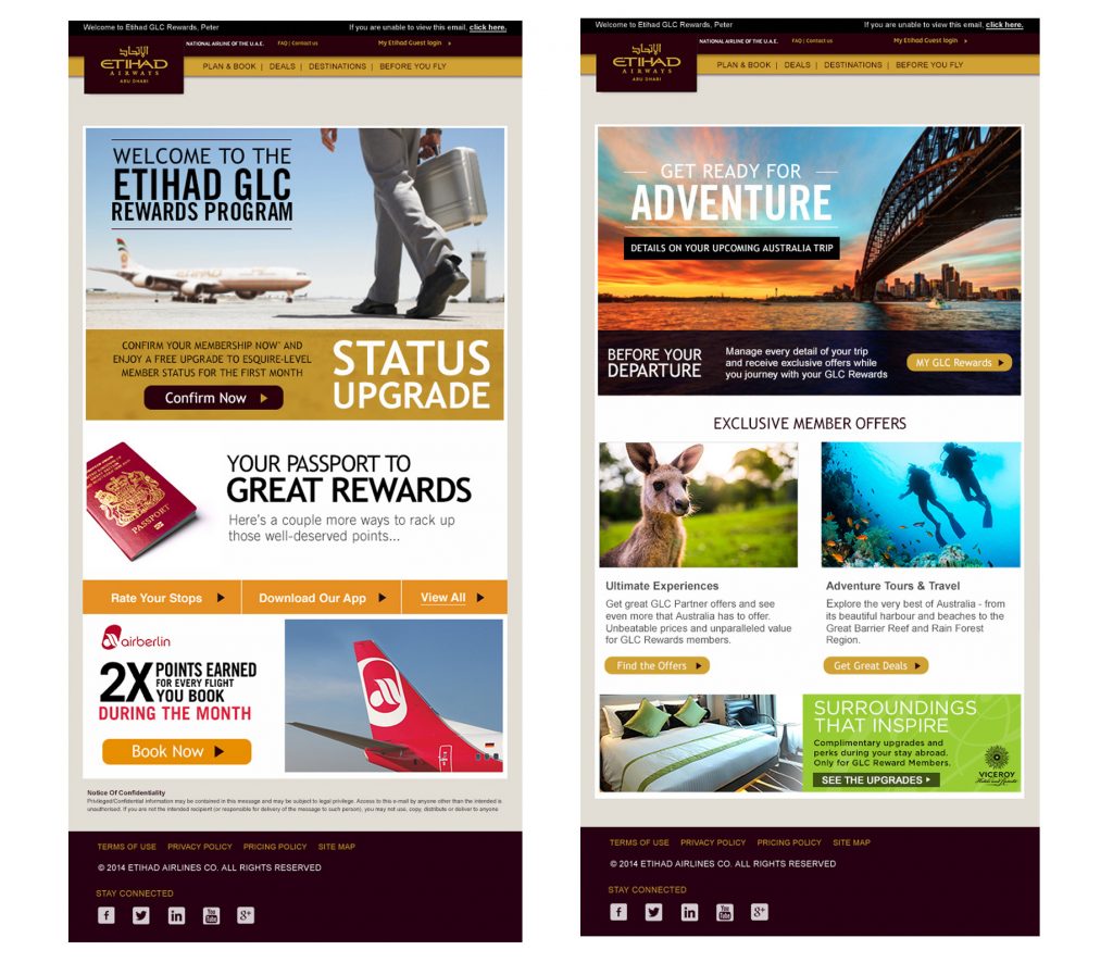 Etihad Air Rewards Trigger Emails