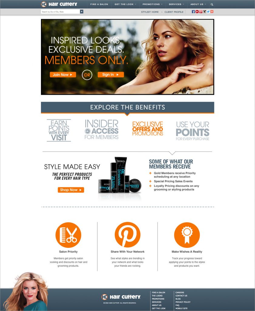 Hair Cuttery Rewards Site Desktop