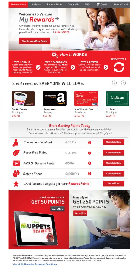 Verizon MyRewards+ Site Desktop Screen 3