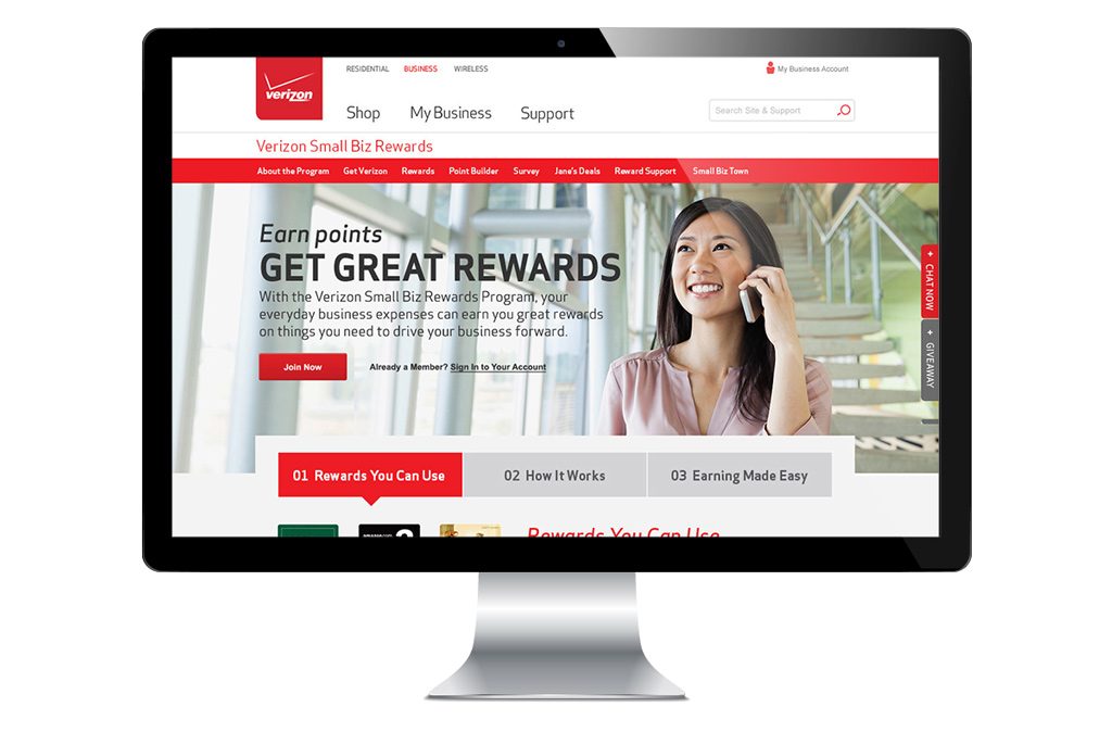 Verizon Small Business Rewards Site Redesign